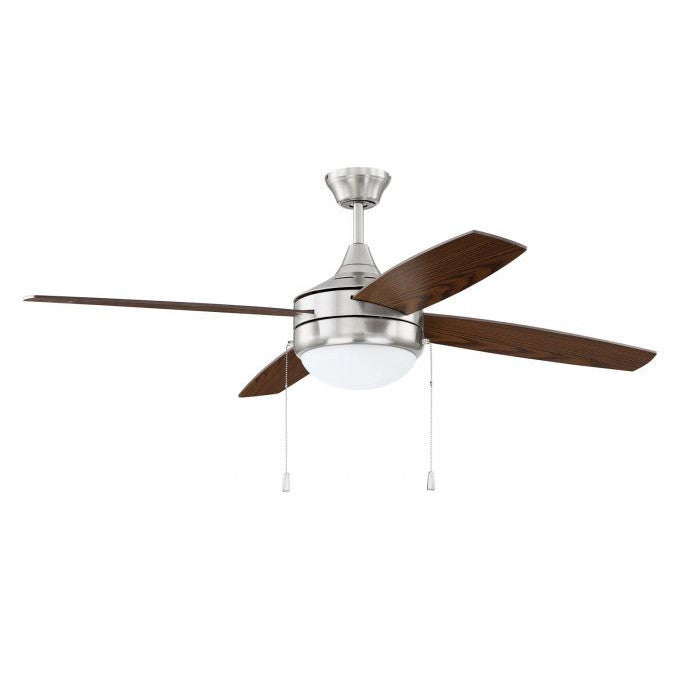 Antique Hardware 52" Phaze 4 in Brushed Polished Nickel w/ Walnut/Dark Oak Blades Ceiling Fan