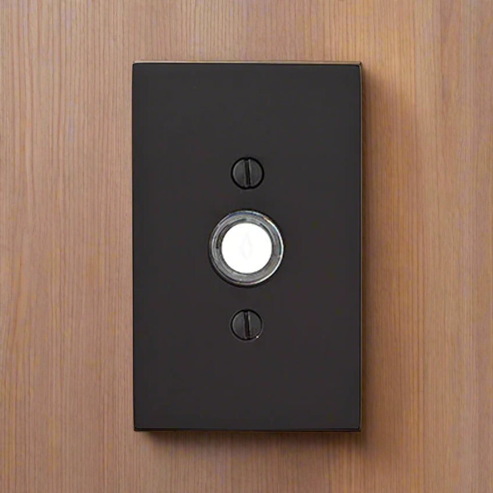Antique Hardware 4 Inch Solid Brass Doorbell Button with Modern Rectangular Rosette Door Bells & Chimes