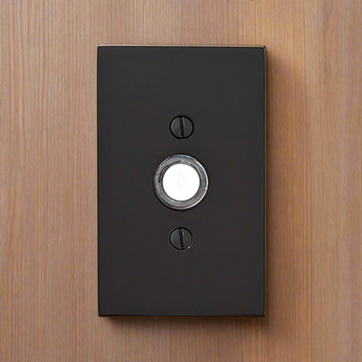 Antique Hardware 4 Inch Solid Brass Doorbell Button with Modern Rectangular Rosette Door Bells & Chimes