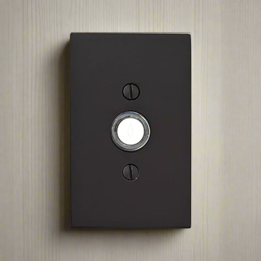 Antique Hardware 4 Inch Solid Brass Doorbell Button with Modern Rectangular Rosette Door Bells & Chimes