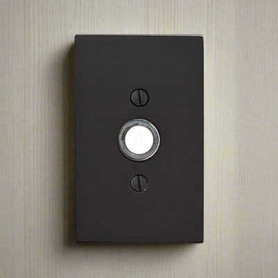 Antique Hardware 4 Inch Solid Brass Doorbell Button with Modern Rectangular Rosette Door Bells & Chimes
