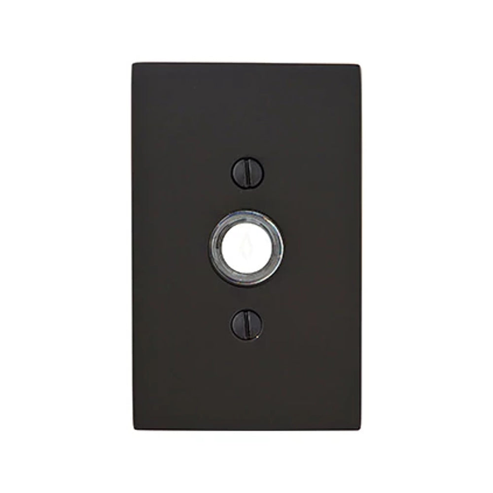 Antique Hardware 4 Inch Solid Brass Doorbell Button with Modern Rectangular Rosette Door Bells & Chimes