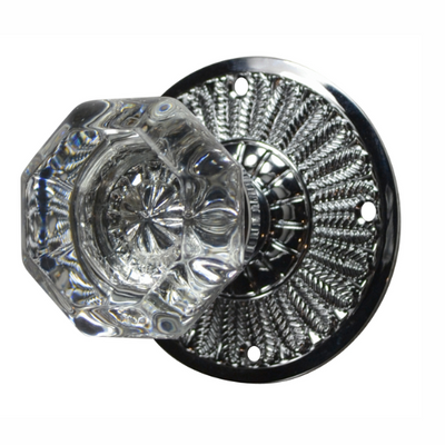 Antique Hardware Feather Rosette Door Set with Octagon Crystal Door Knobs (Several Finishes Available) glass door knobs at lowe's