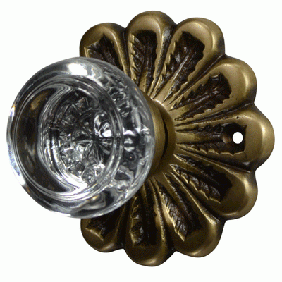 ##Antique Hardware## Maltesia Flower Rosette Door Set with White Porcelain Door Knobs (Several Finishes Available)