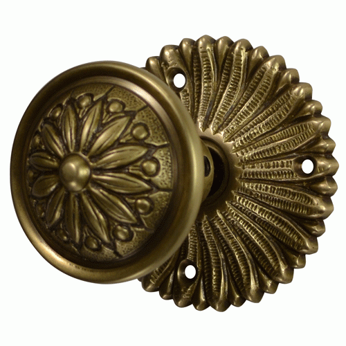 Antique Hardware French Provincial Rosette Door Set with Floral Imprint Door Knobs (Several Finishes Available) Door Knobs & Handles