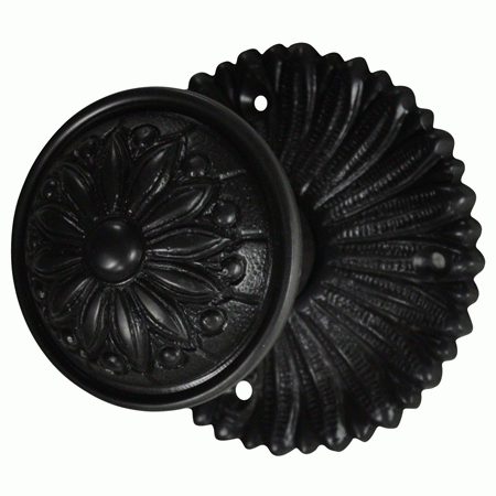 Antique Hardware French Provincial Rosette Door Set with Floral Imprint Door Knobs (Several Finishes Available) Door Knobs & Handles