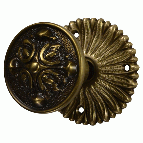 Antique Hardware French Provincial Rosette Door Set with Romanesque Door Knobs (Several Finishes Available) Door Knobs & Handles