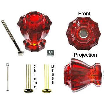 Astoria 1 1/4 Inch Clear Glass Decagon Ten Sided Drawer Cabinet & Furniture Knobs
