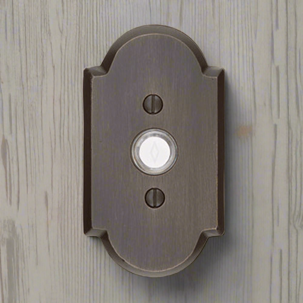 Antique Hardware 4 1/2 Inch Sandcast Bronze Doorbell Button with Arched Rosette (Several Finishes Available) Door Bells & Chimes