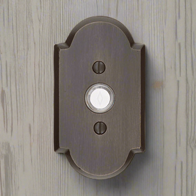Antique Hardware 4 1/2 Inch Sandcast Bronze Doorbell Button with Arched Rosette (Several Finishes Available) Door Bells & Chimes