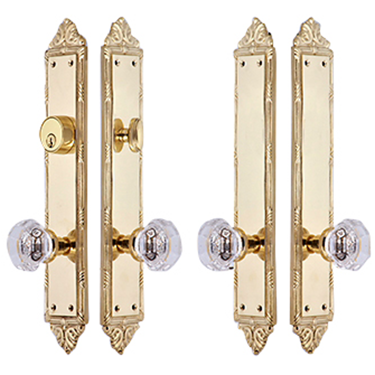 ##Antique Hardware## Ribbon & Reed Oval Double Door Deadbolt Entryway Set (Several Finishes Available)