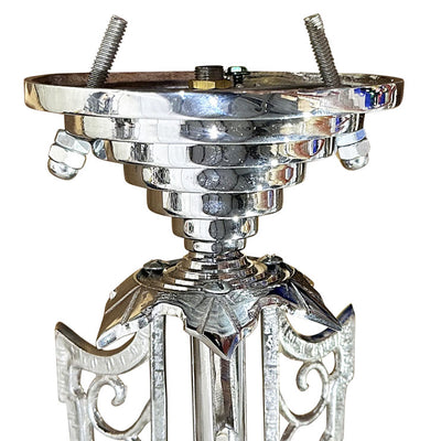 Antique Hardware 17 Inch Classic Art Deco Close Ceiling Light with Amber Glass (Polished Chrome Finish) ART DECO LIGHTING