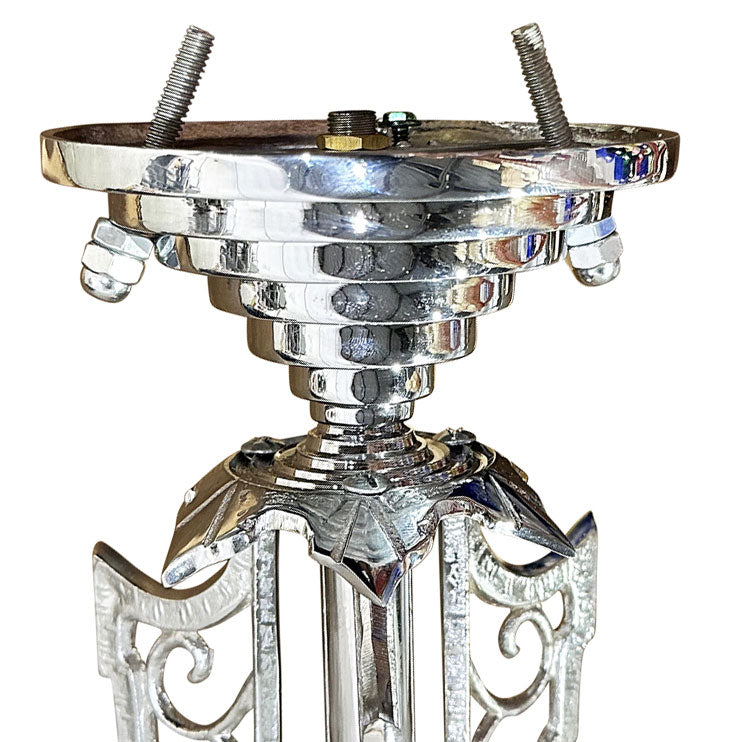 Antique Hardware 17 Inch Classic Art Deco Close Ceiling Light with Pink Champagne Glass (Antique Brass Finish) ART DECO LIGHTING