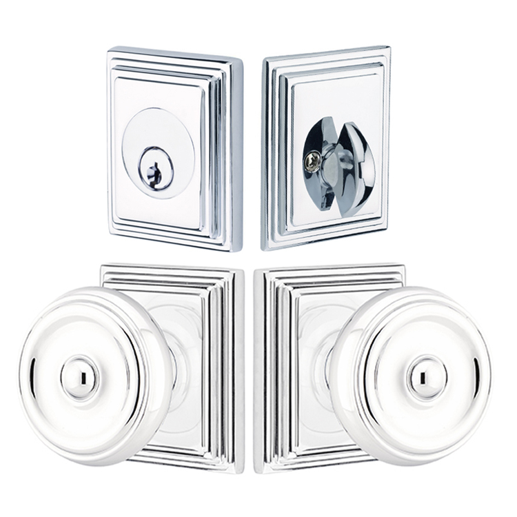 Antique Hardware Emtek Solid Brass Waverly Door Knob Deadbolt with Wilshire Rosette ENTRYWAY