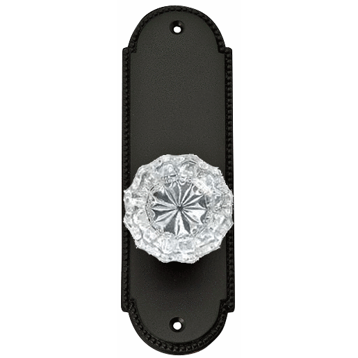 Antique Hardware Arched Beaded Backplate Door Set with Fluted Crystal Door Knobs (Several Finishes Available) GLASS INTERIOR DOOR KNOBS