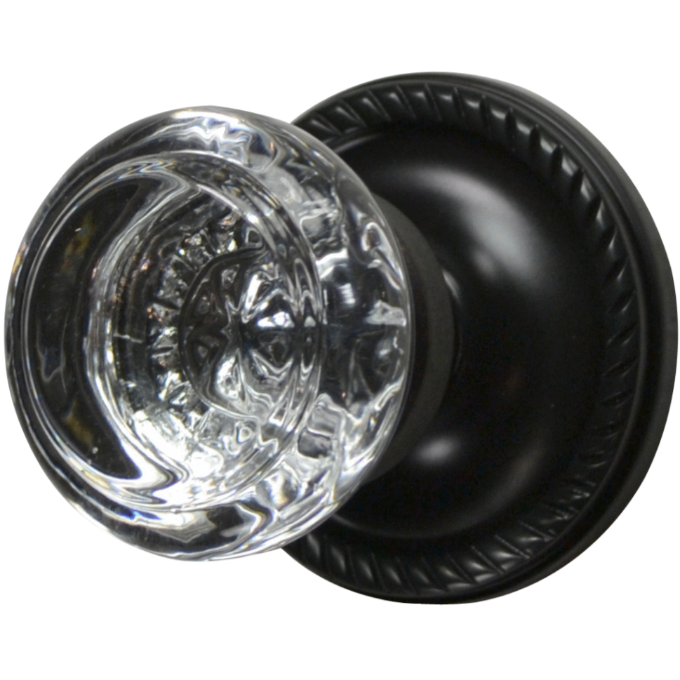 Antique Hardware Georgian Roped Rosette Door Set with Round Crystal Door Knobs (Several Finishes Available) Round Crystal Door Knobs