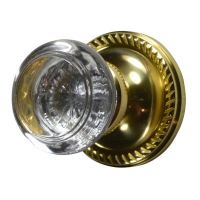 Antique Hardware Georgian Roped Rosette Door Set with Round Crystal Door Knobs (Several Finishes Available) Round Crystal Door Knobs