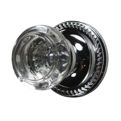 Antique Hardware Georgian Roped Rosette Door Set with Round Crystal Door Knobs (Several Finishes Available) Round Crystal Door Knobs