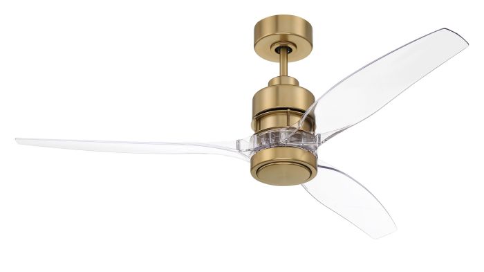 ##Antique Hardware## 52" Sonnet WiFi in Satin Brass w/ Clear Acrylic Blades