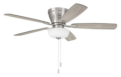 ##Antique Hardware## 52" Wheeler 2-Light Bowl in Brushed Polished Nickel w/ Driftwood/Walnut Blades