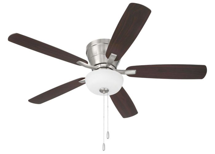 ##Antique Hardware## 52" Wheeler 2-Light Bowl in Brushed Polished Nickel w/ Driftwood/Walnut Blades
