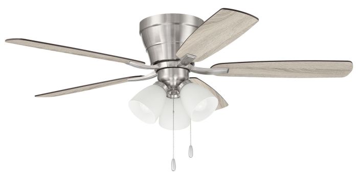 ##Antique Hardware## 52" Wheeler 3-Light in Brushed Polished Nickel w/ Driftwood/Walnut Blades