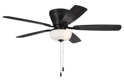 ##Antique Hardware## 52" Wheeler 2-Light Bowl in Flat Black w/ Flat Black/Greywood Blades