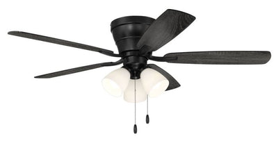 Antique Hardware 52" Wheeler 3-Light in Flat Black w/ Flat Black/Greywood Blades Ceiling Fan
