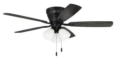 Antique Hardware 52" Wheeler 3-Light in Flat Black w/ Flat Black/Greywood Blades Ceiling Fan