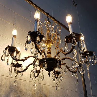 Antique Hardware Exquisite Antique Spanish Brass 8 Arm Chandelier & Crystal Prisms Chandeliers