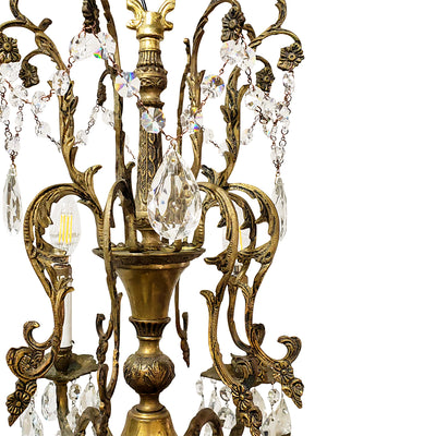 Antique Hardware Exquisite Antique Spanish Brass 8 Arm Chandelier & Crystal Prisms Chandeliers
