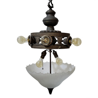 Antique Hardware 44 Inch Extra Large Bronze Multi-Light Chandelier with Glass Dome Chandeliers