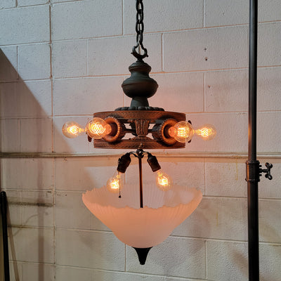 Antique Hardware 44 Inch Extra Large Bronze Multi-Light Chandelier with Glass Dome Chandeliers