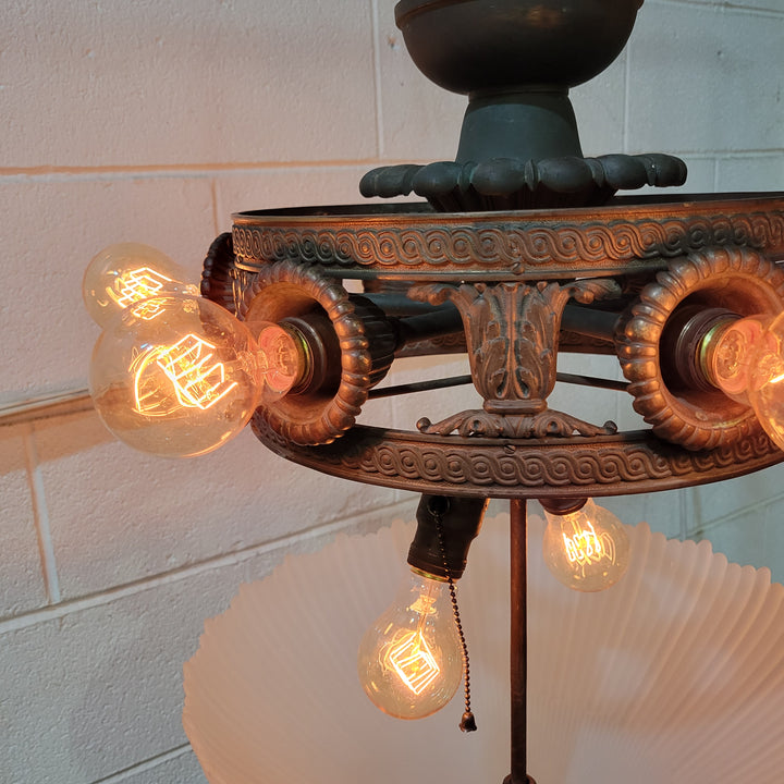 Antique Hardware 44 Inch Extra Large Bronze Multi-Light Chandelier with Glass Dome Chandeliers