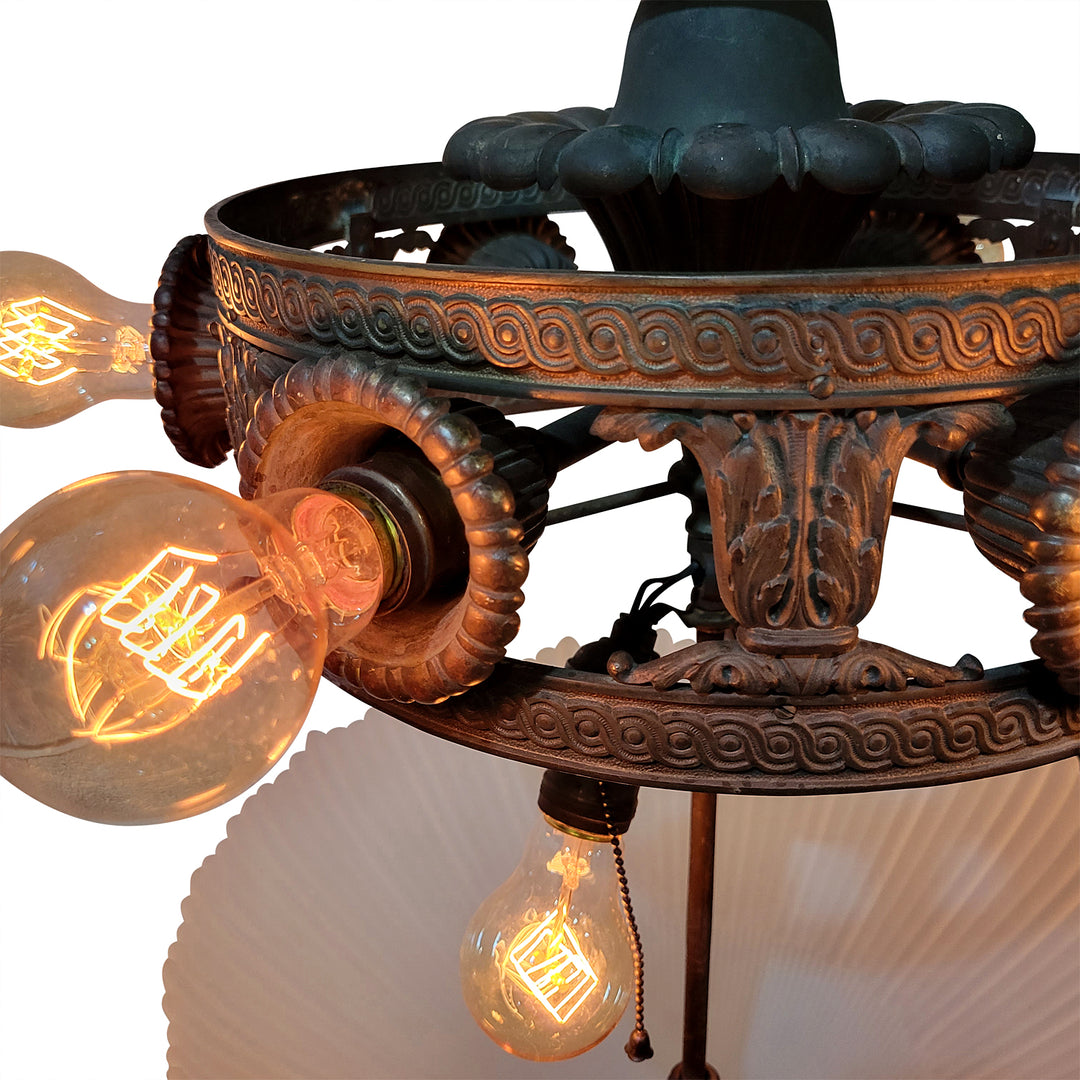 Antique Hardware 44 Inch Extra Large Bronze Multi-Light Chandelier with Glass Dome Chandeliers
