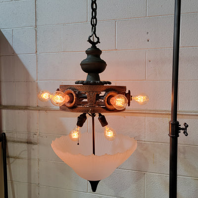 Antique Hardware 44 Inch Extra Large Bronze Multi-Light Chandelier with Glass Dome Chandeliers