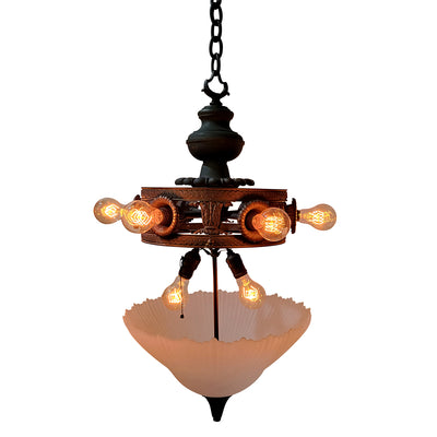 Antique Hardware 44 Inch Extra Large Bronze Multi-Light Chandelier with Glass Dome Chandeliers