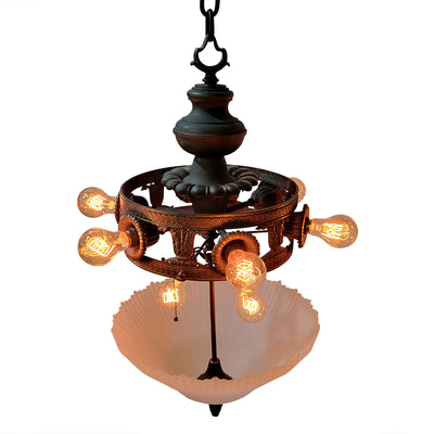 Antique Hardware 44 Inch Extra Large Bronze Multi-Light Chandelier with Glass Dome Chandeliers