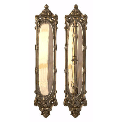 Antique Hardware 14 1/2 Inch Solid Brass Victorian Push and Pull Plate Set DOOR PUSH AND PULL