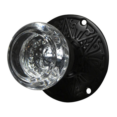Antique Hardware Eastlake Rosette Door Set with Crystal Round Door Knobs (Several Finishes Available) ROUND CRYSTAL DOOR KNOB