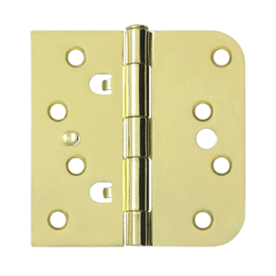 Antique Hardware 4 Inch x 4 Inch Steel Hinge (5/8 Radius x Square Corner, Polished Brass Finish) HINGE
