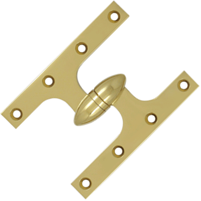 Antique Hardware 6 Inch x 4 1/2 Inch Solid Brass Olive Knuckle Hinge HINGE