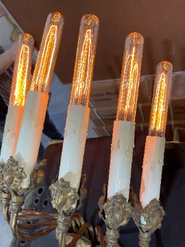 Antique Hardware 24 Inch Tall 7-Light Brass Face Heavy Sconce 