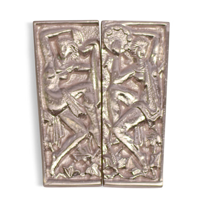 Antique Hardware 4 3/8 Inch Overall Solid Brass Grecian Dancing Ladies Cabinet Pull Set (Brushed Nickel Finish) CABINET KNOB