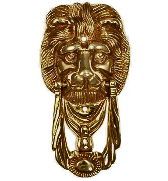 Antique Hardware 6 1/8 Inch Solid Brass Lion Knocker & Ring (Antique Brass Finish) Door Knockers