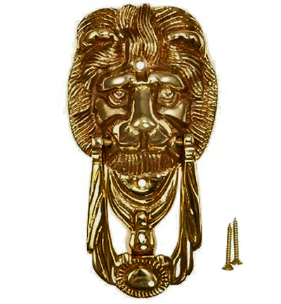 Antique Hardware 6 1/8 Inch Solid Brass Lion Knocker & Ring (Antique Brass Finish) Door Knockers