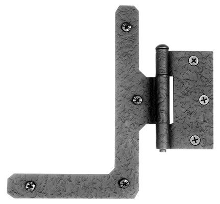 Antique Hardware 7 Inch Cast Iron Half L Hinge: Pair of Black Matte Iron Hinges HINGE