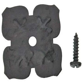 Antique Hardware 1 1/2 Inch by 1 1/2 Inch Old European Style Floral Door Boss in Flat Black DOORBOSS