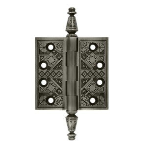 Antique Hardware 3 1/2 X 3 1/2 Inch Solid Brass Ornate Finial Style Hinge HINGE