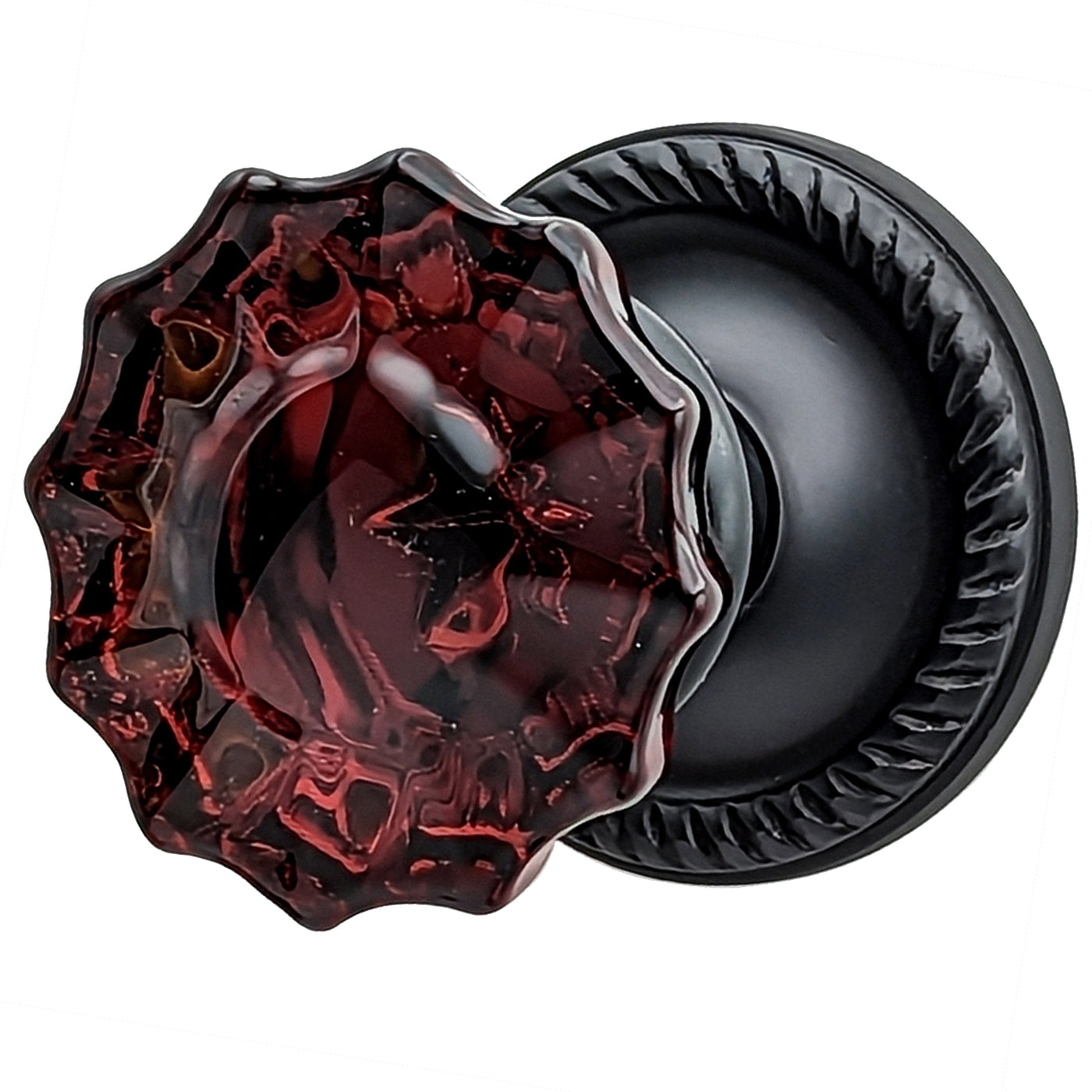 Antique Hardware Georgian Roped Rosettes with Fluted Amber Glass Door Knobs (Several Finishes Available) GLASS DOOR KNOB